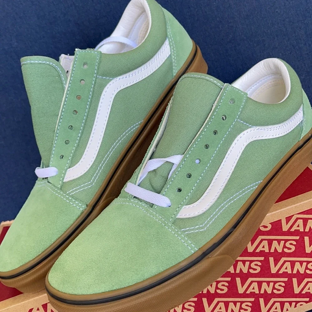 Vans Men’s Old Skool Gum Basil/True White Sneakers - Picture 8 of 16